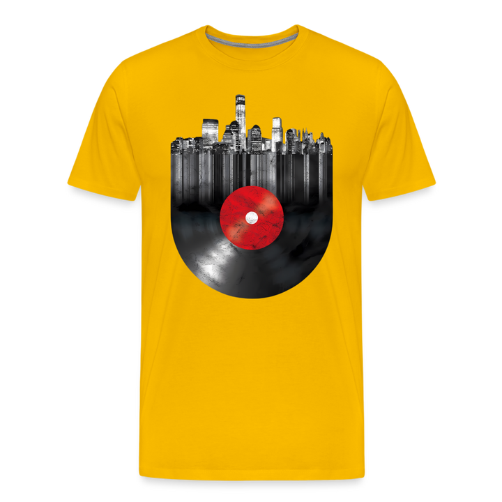 Record City Skyline v3 Shirt | Premium Mens Graphic Tee - sun yellow
