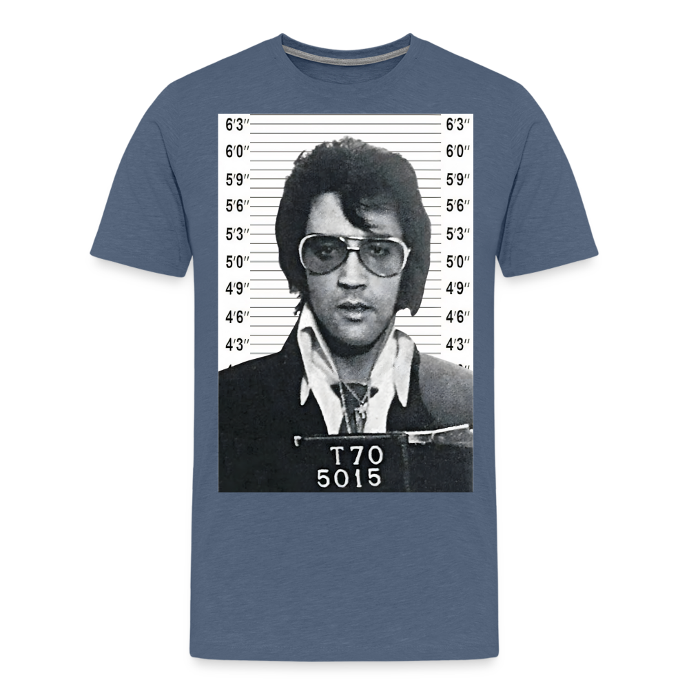 Elvis Mugshot Shirt | Premium Mens Graphic Tee - heather blue