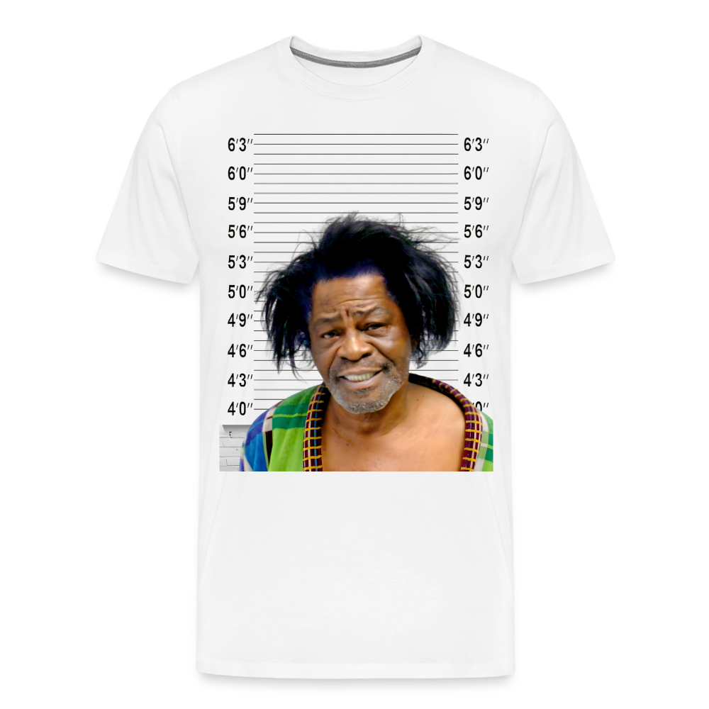 James Brown Mugshot Shirt | Premium Mens Graphic Tee - white