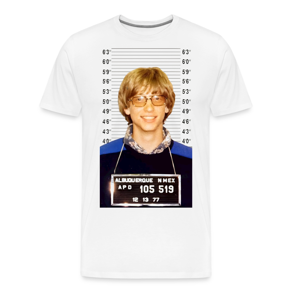 Bill Gates Mugshot Shirt | Premium Mens Graphic Tee - white