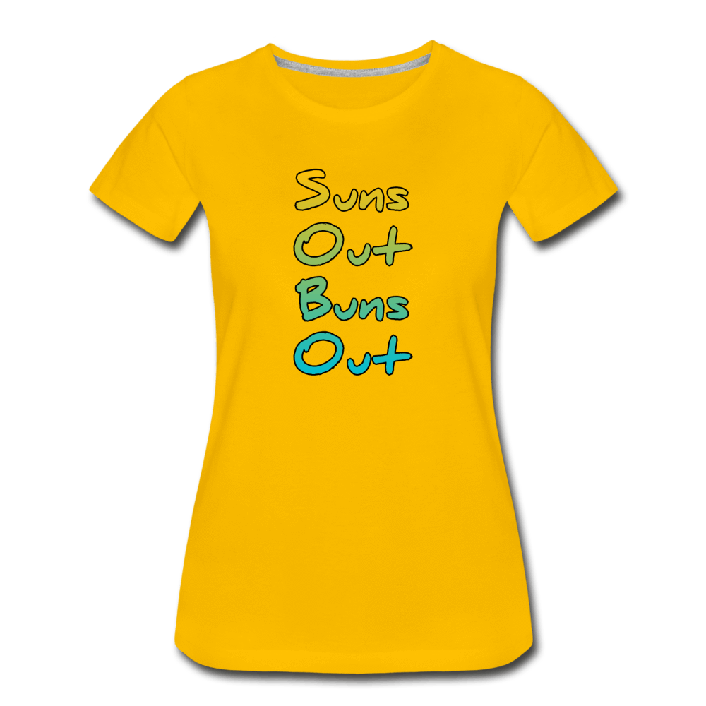 Suns Out Buns Out - Women’s Premium T-Shirt from fluentclothing.com