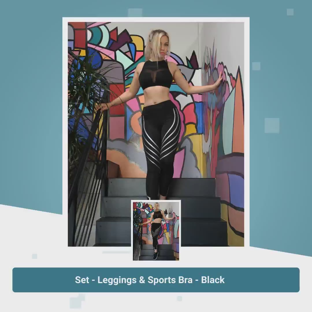 Set - Leggings & Sports Bra - Black by@Vidoo
