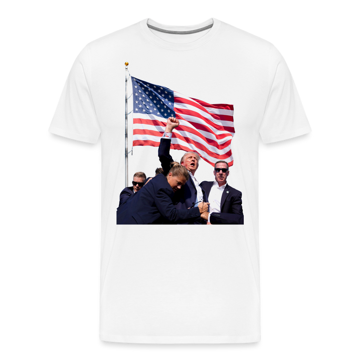 Trump Raising Fist Shirt | Premium Mens Graphic Tee - white