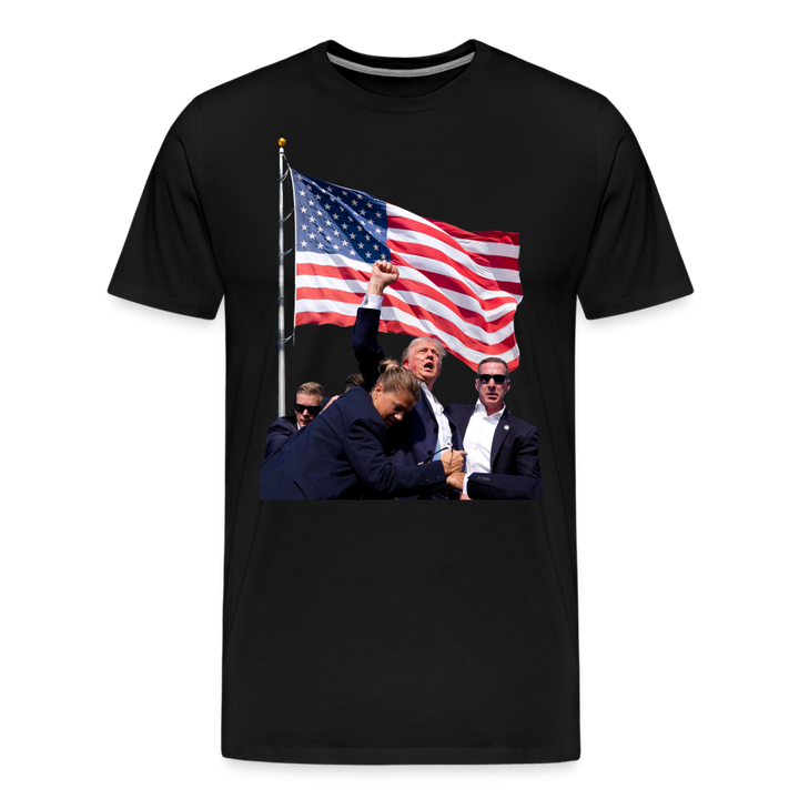 Trump Raising Fist Shirt | Premium Mens Graphic Tee - black