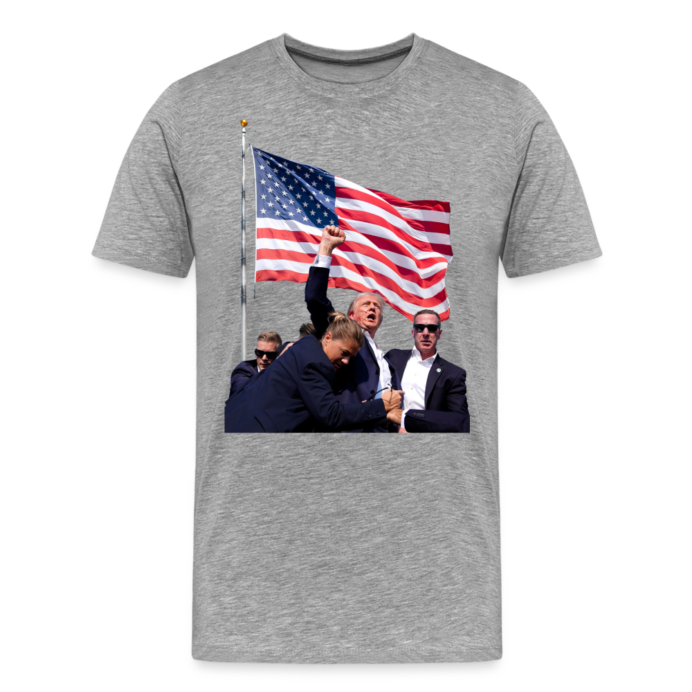 Trump Raising Fist Shirt | Premium Mens Graphic Tee - heather gray