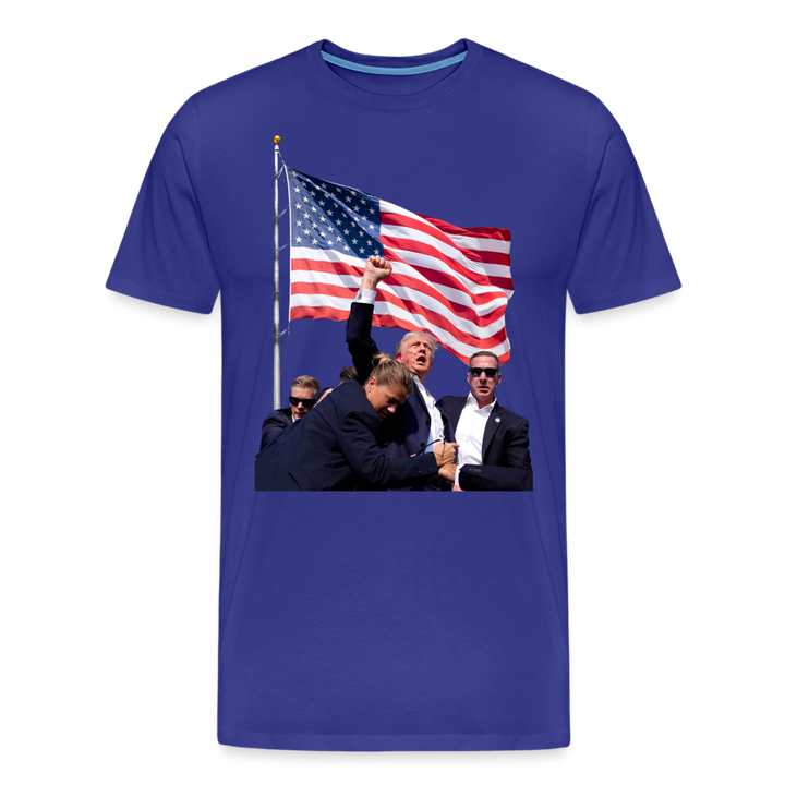 Trump Raising Fist Shirt | Premium Mens Graphic Tee - royal blue