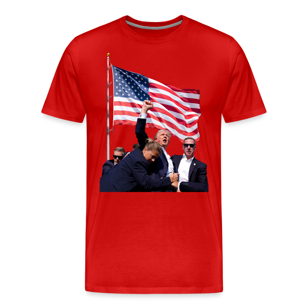 Trump Raising Fist Shirt | Premium Mens Graphic Tee - red