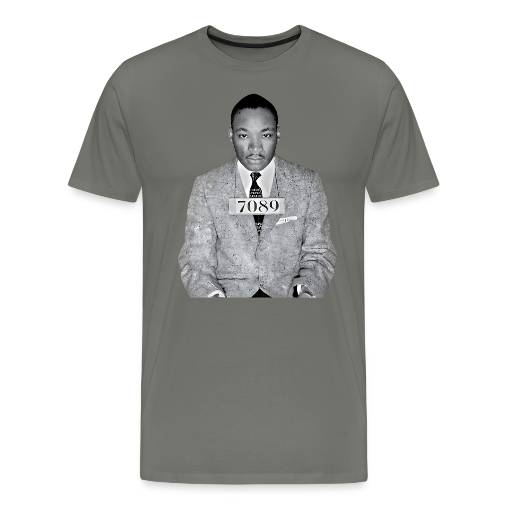 Martin Luther King Jr. Mugshot Shirt | Premium Mens Graphic Tee - asphalt gray