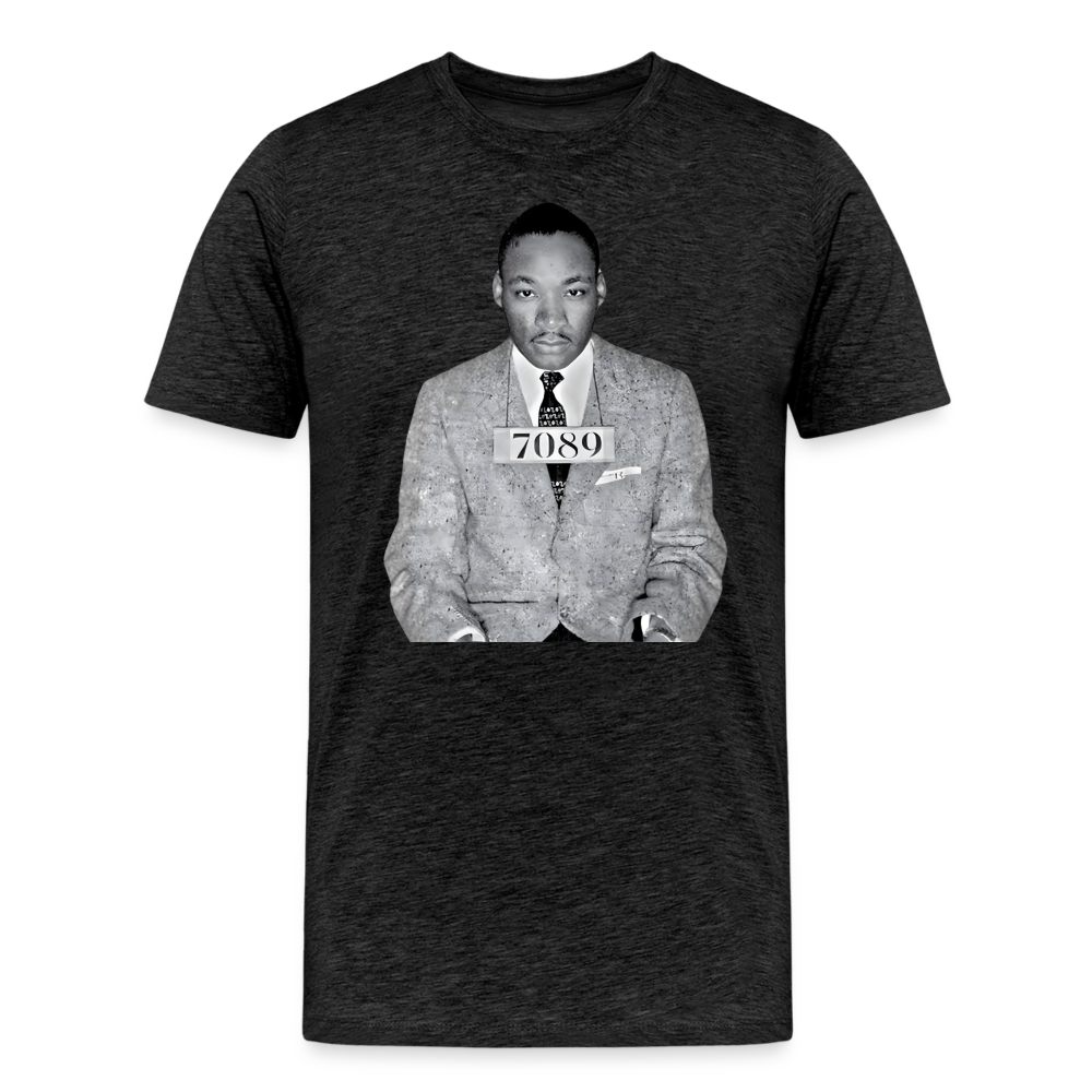 Martin Luther King Jr. Mugshot Shirt | Premium Mens Graphic Tee - charcoal grey