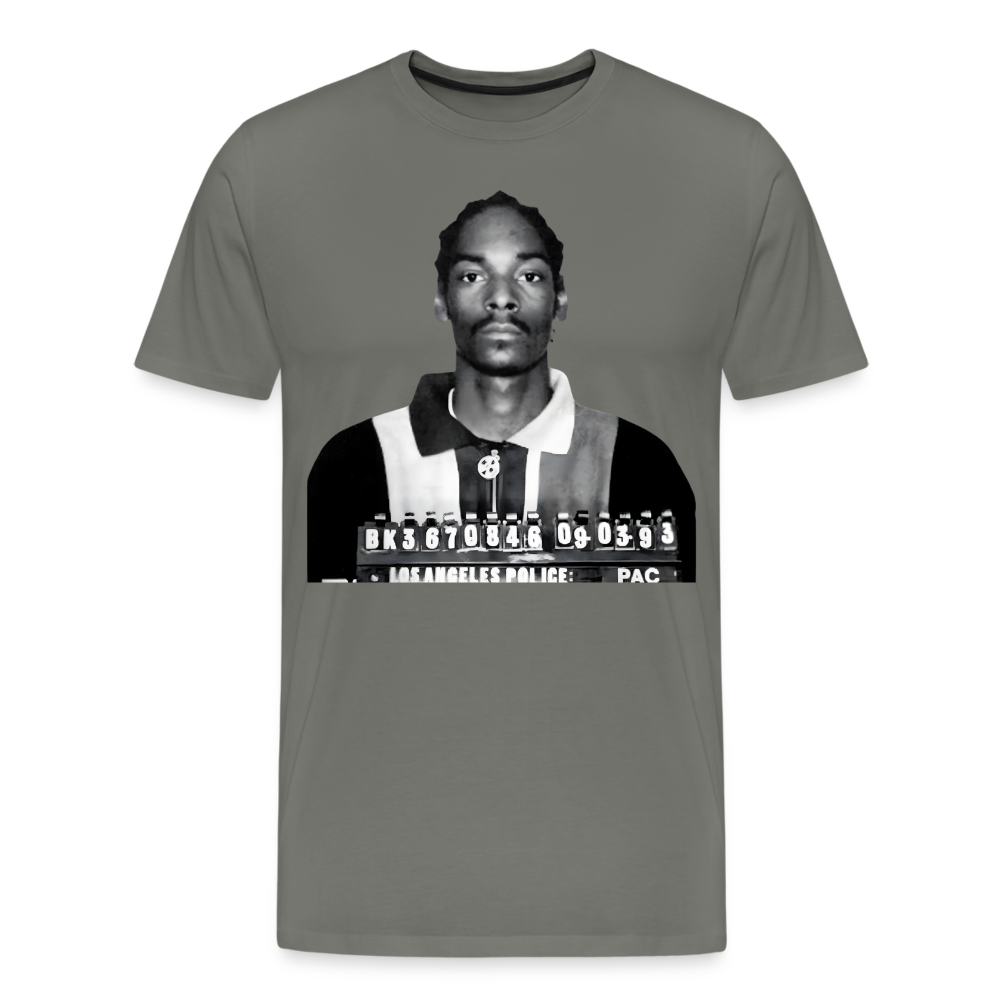 Snoop Dogg Mugshot Shirt | Premium Mens Graphic Tee - asphalt gray