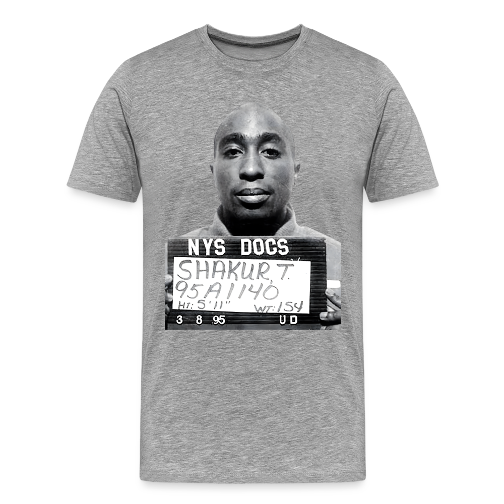 Tupac Mugshot Shirt | Premium Mens Graphic Tee - heather gray