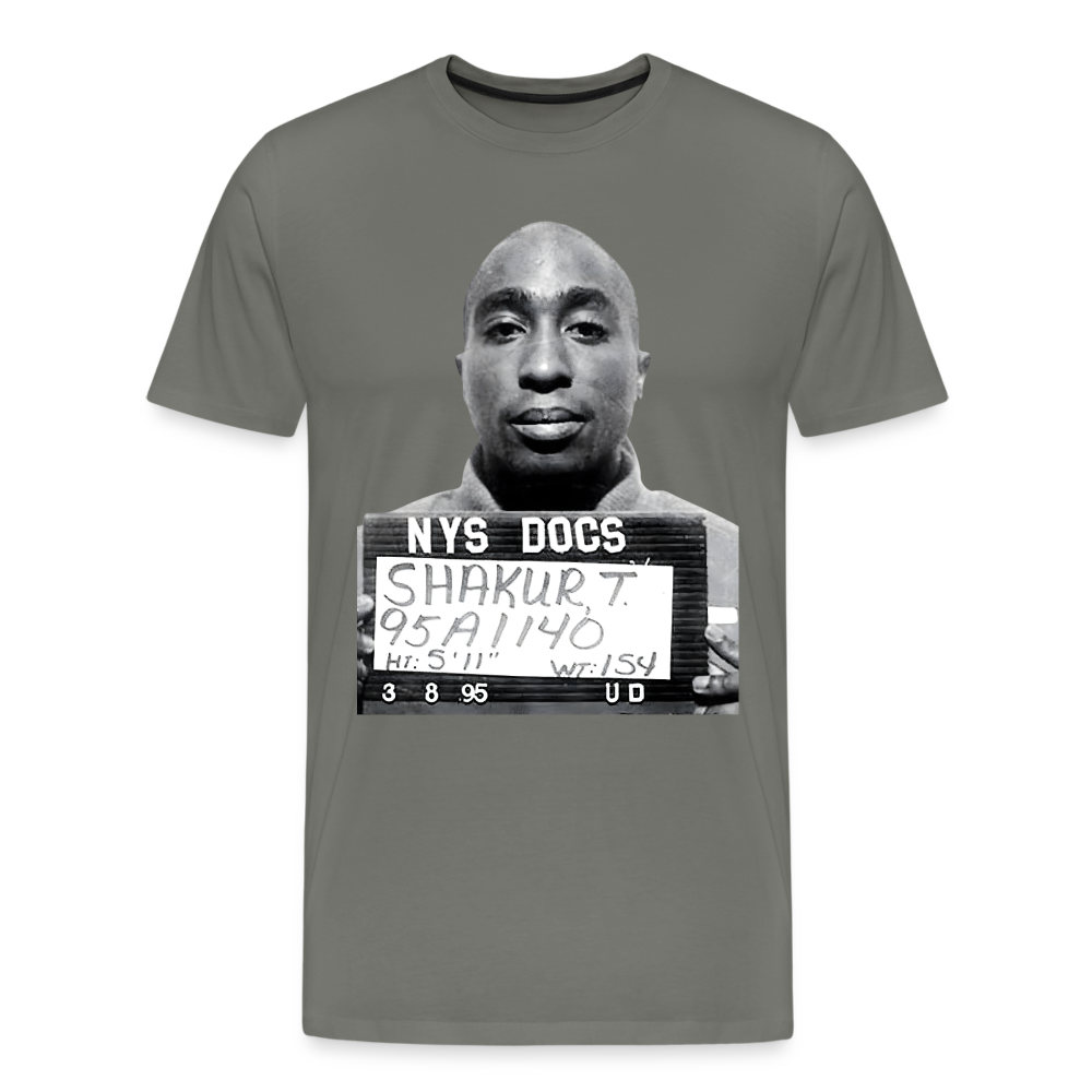 Tupac Mugshot Shirt | Premium Mens Graphic Tee - asphalt gray