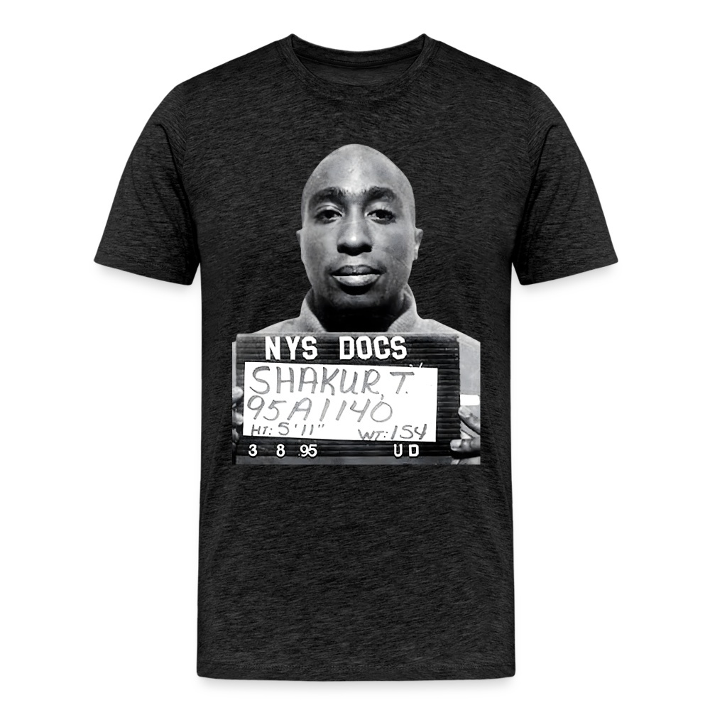 Tupac Mugshot Shirt | Premium Mens Graphic Tee - charcoal grey