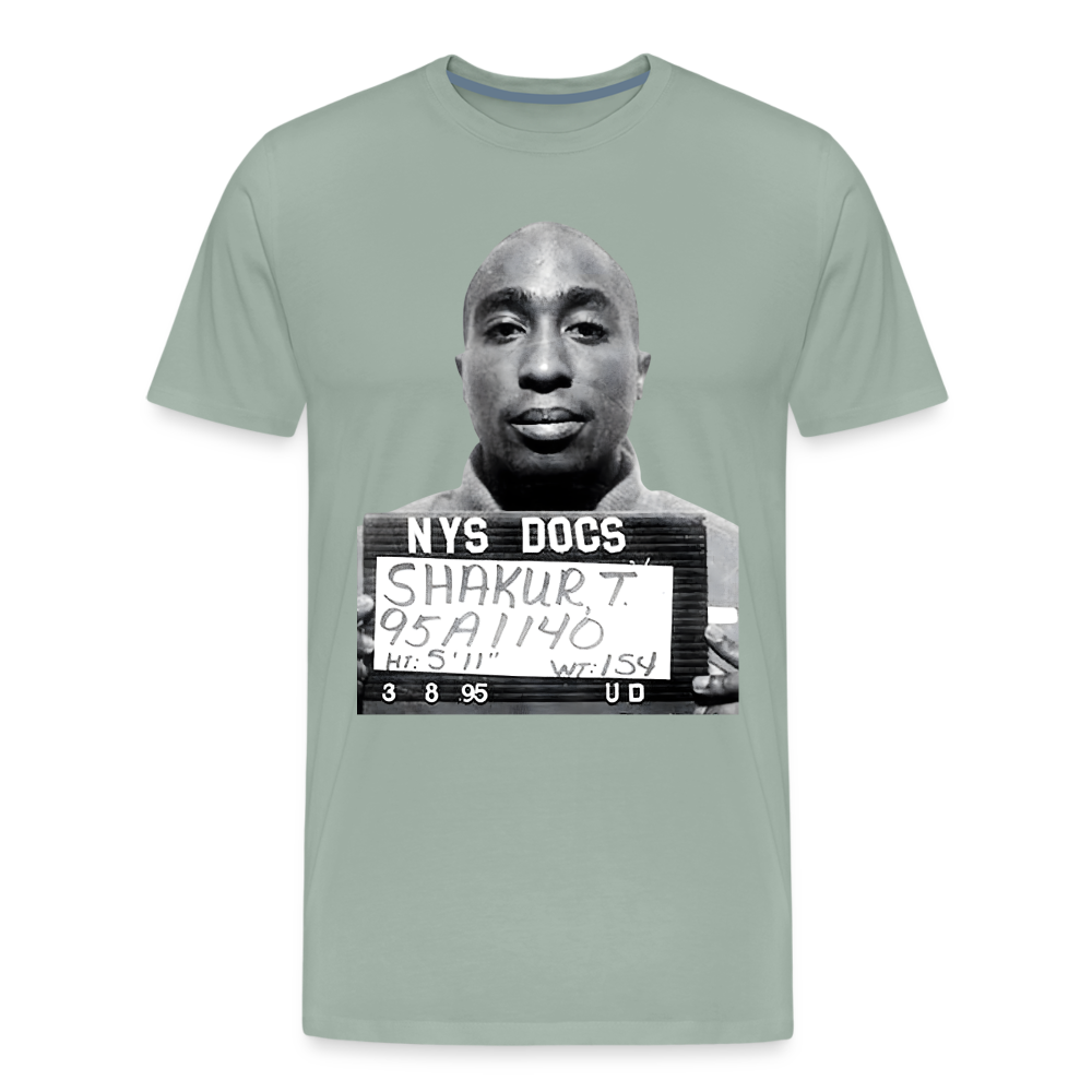 Tupac Mugshot Shirt | Premium Mens Graphic Tee - steel green