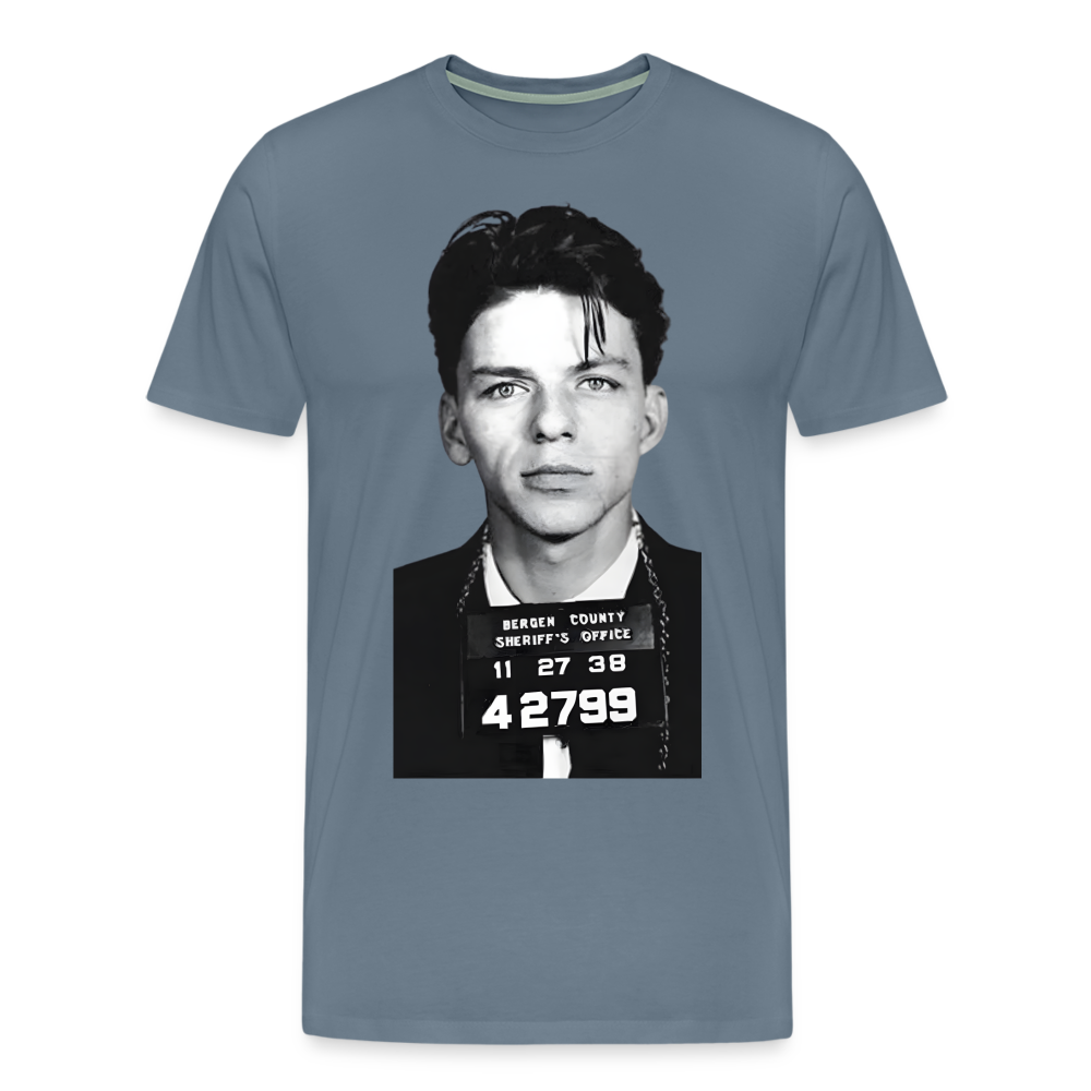 Frank Sinatra Mugshot | Premium Mens Graphic Tee - steel blue