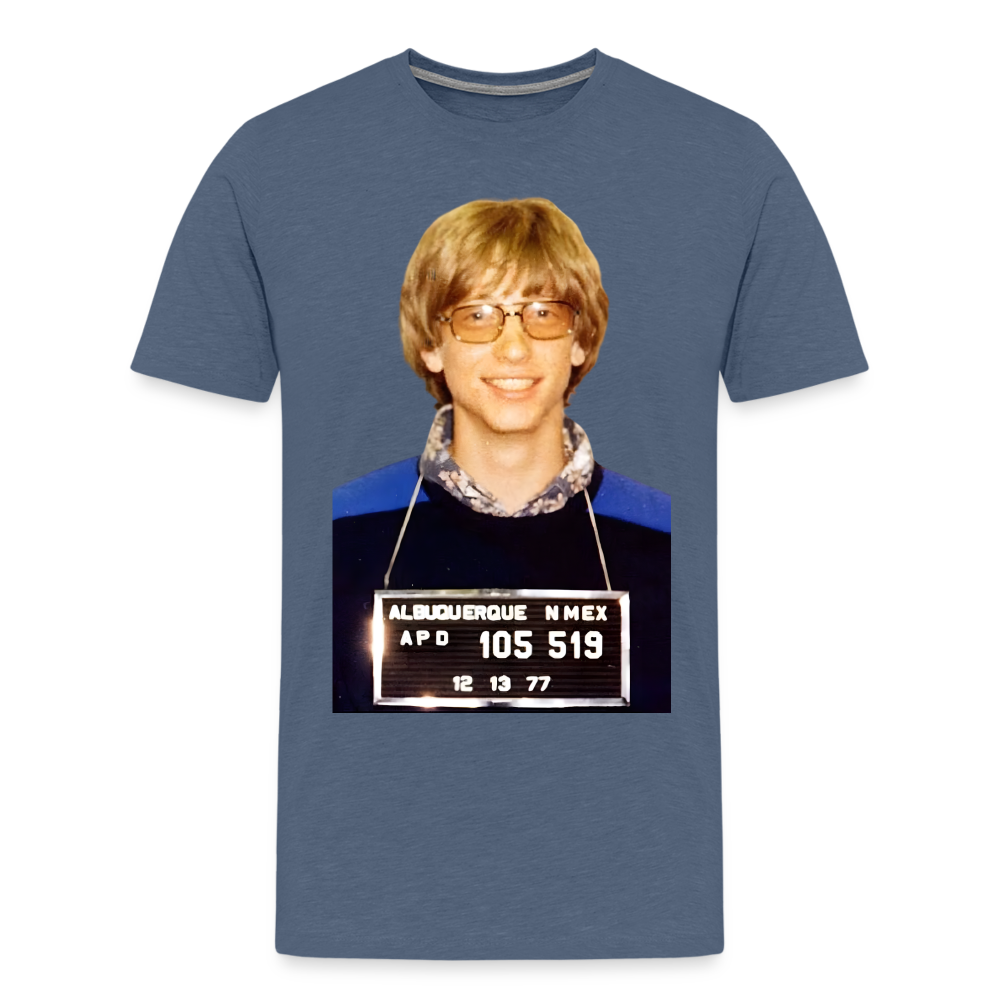 Bill Gates Mugshot Shirt | Premium Mens Graphic Tee - heather blue