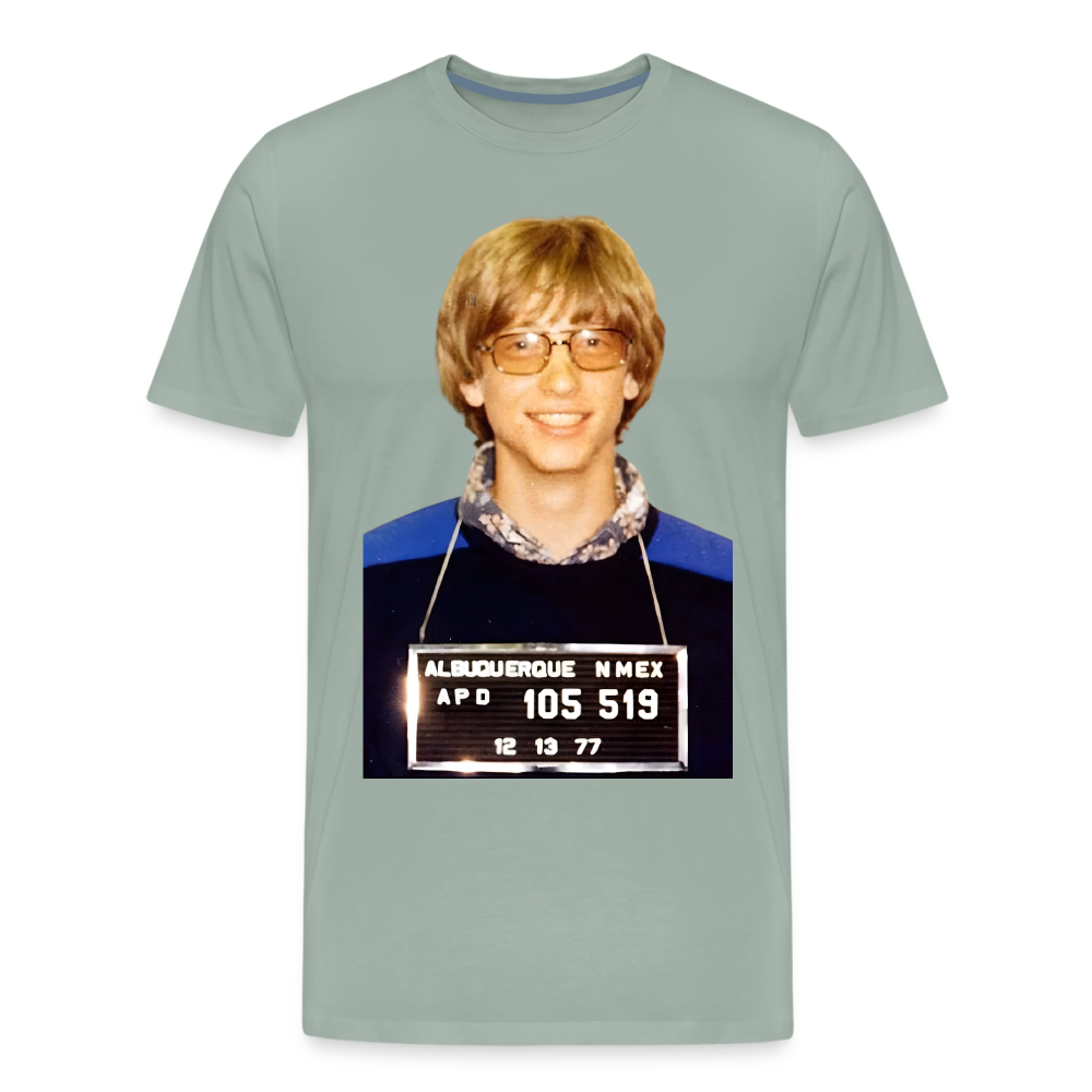 Bill Gates Mugshot Shirt | Premium Mens Graphic Tee - steel green