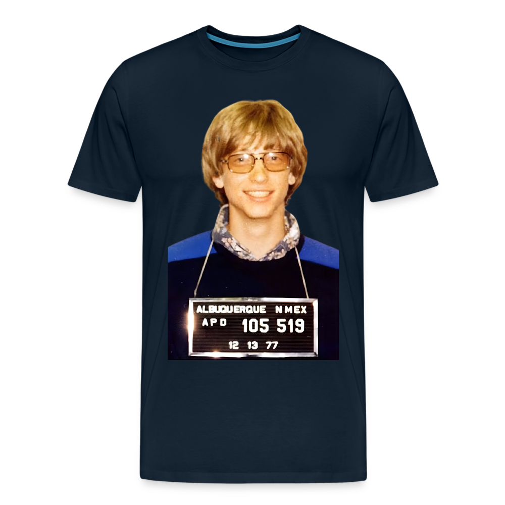 Bill Gates Mugshot Shirt | Premium Mens Graphic Tee - deep navy