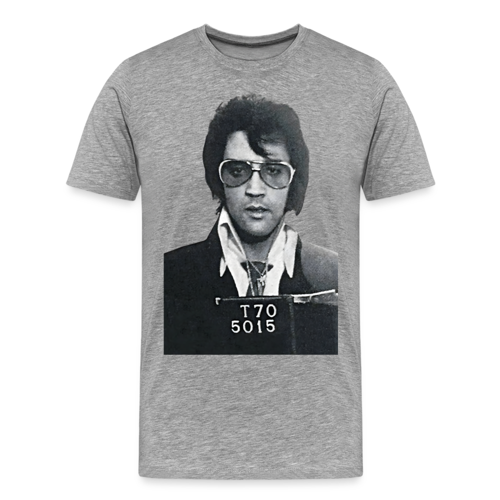 Elvis Mugshot Shirt | Premium Mens Graphic Tee - heather gray