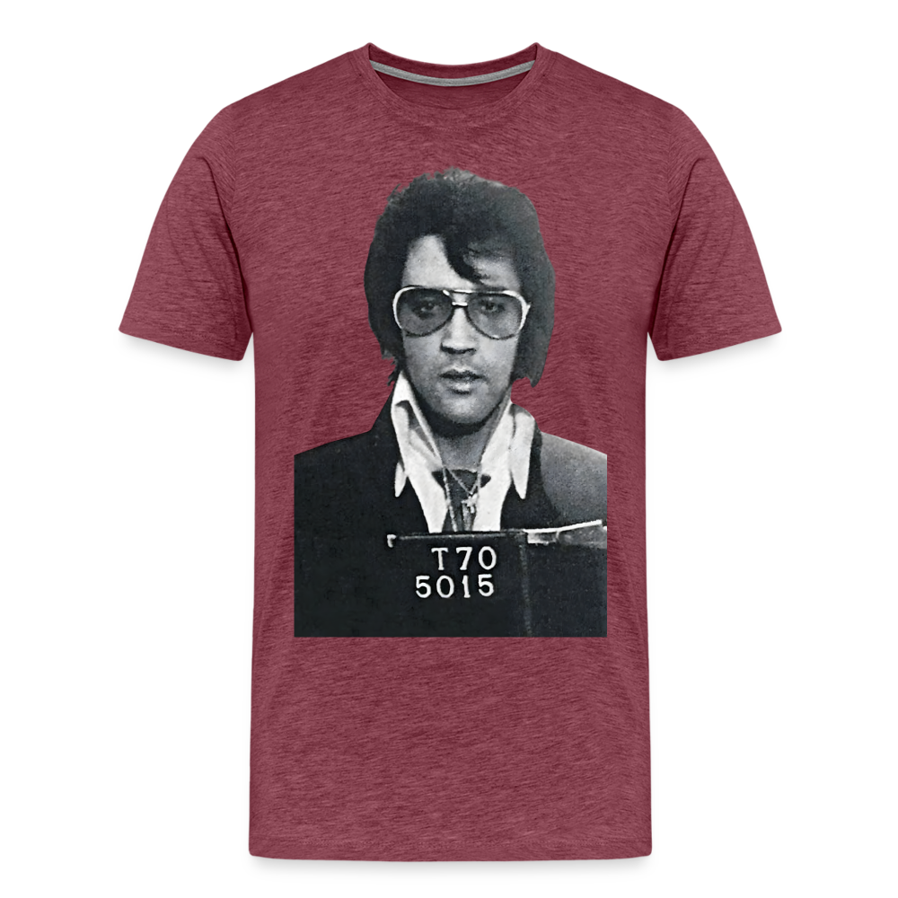 Elvis Mugshot Shirt | Premium Mens Graphic Tee - heather burgundy