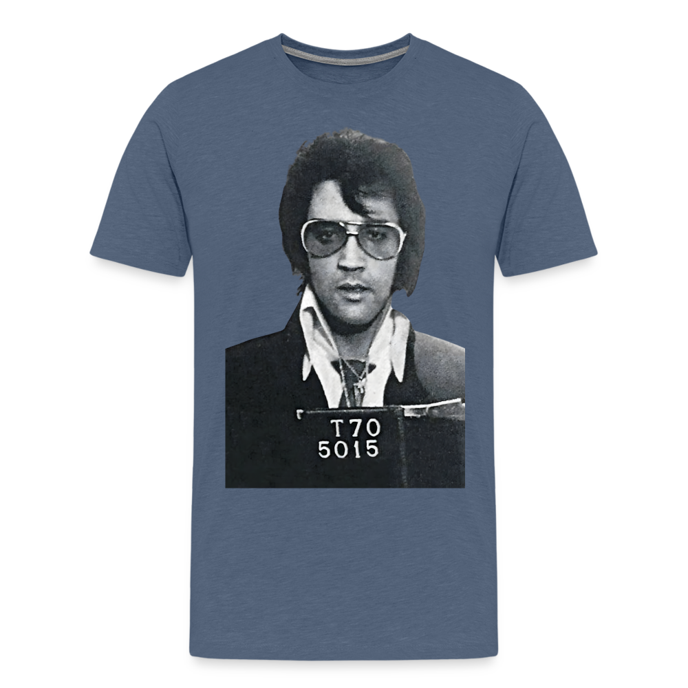 Elvis Mugshot Shirt | Premium Mens Graphic Tee - heather blue