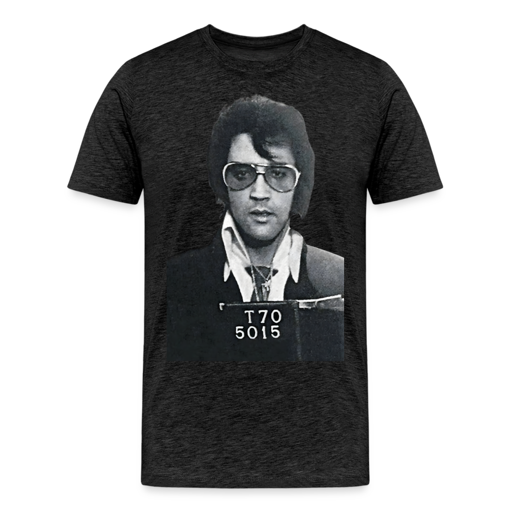 Elvis Mugshot Shirt | Premium Mens Graphic Tee - charcoal grey