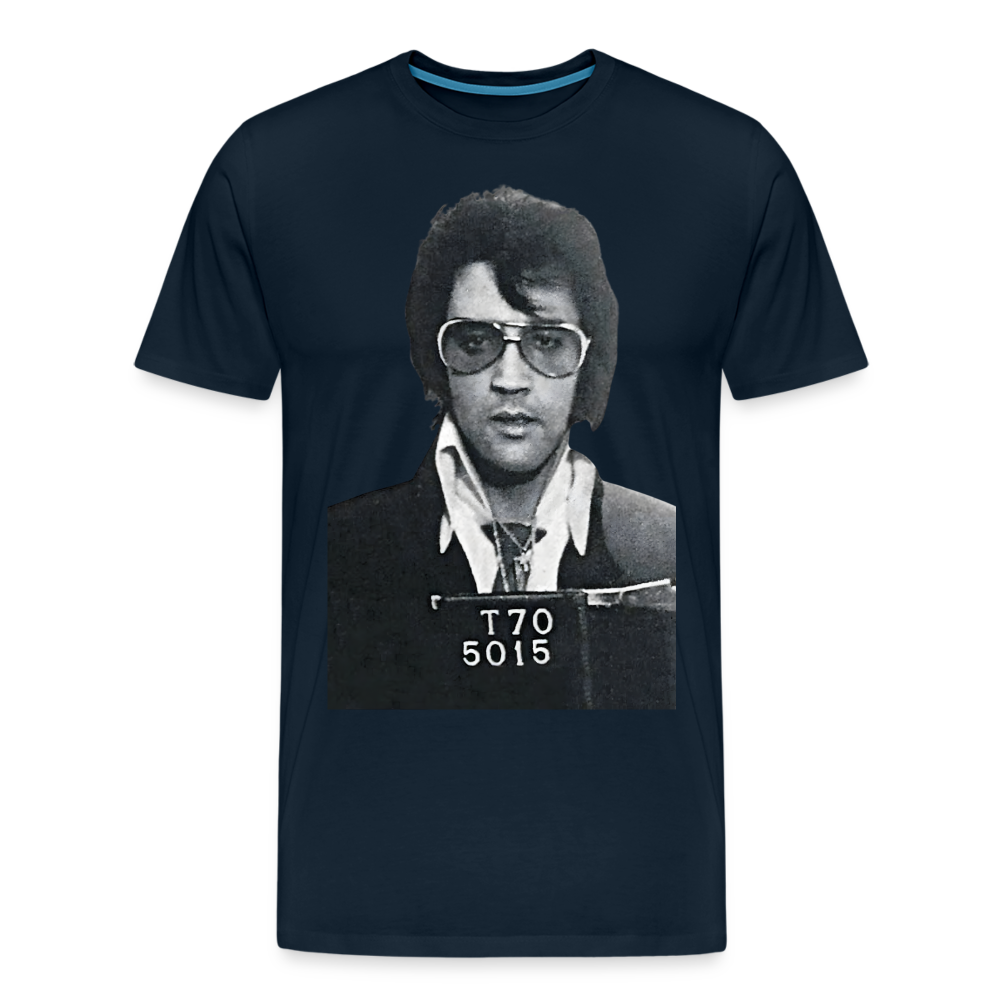 Elvis Mugshot Shirt | Premium Mens Graphic Tee - deep navy