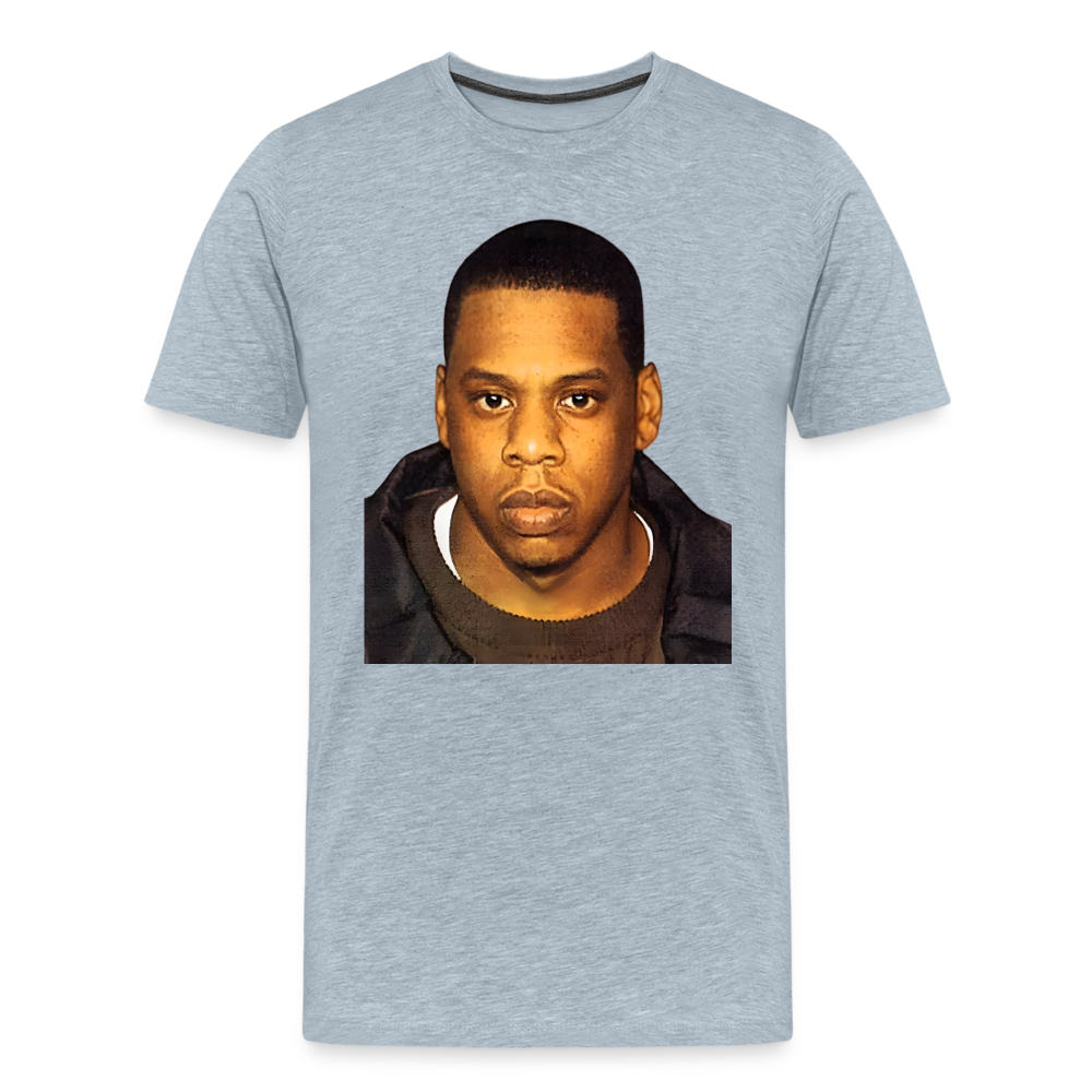 Jay-Z Mugshot Shirt | Premium Mens Graphic Tee - heather ice blue