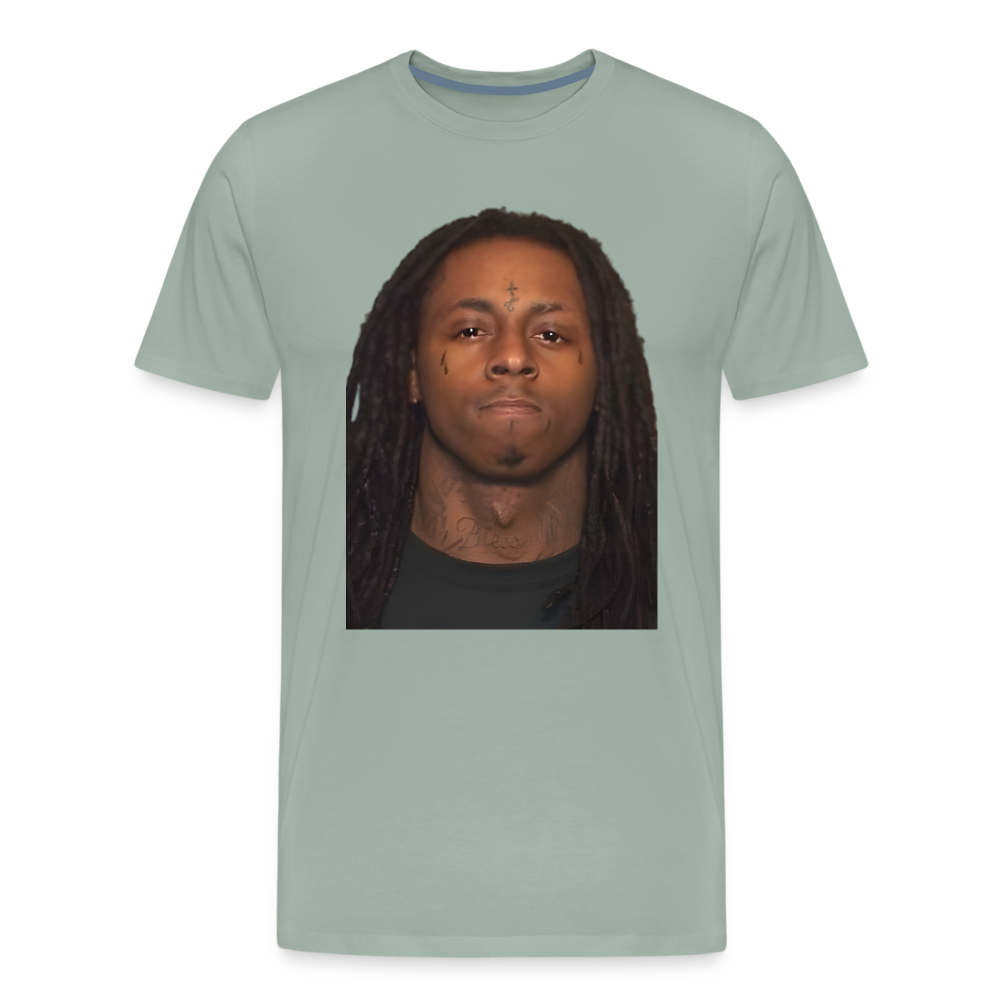 Lil Wayne Mugshot Shirt | Premium Mens Graphic Tee - steel green