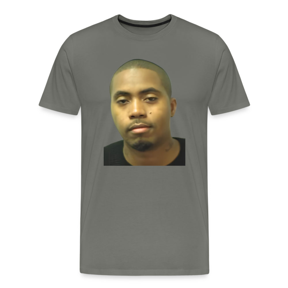 Nas Mugshot Shirt | Premium Mens Graphic Tee - asphalt gray